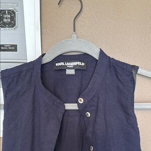 Karl Lagerfeld Navy Sleeveless Midi dress with Button Details